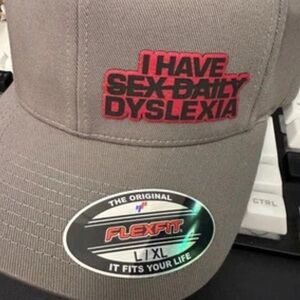 Gray Cap with Red Embroidery